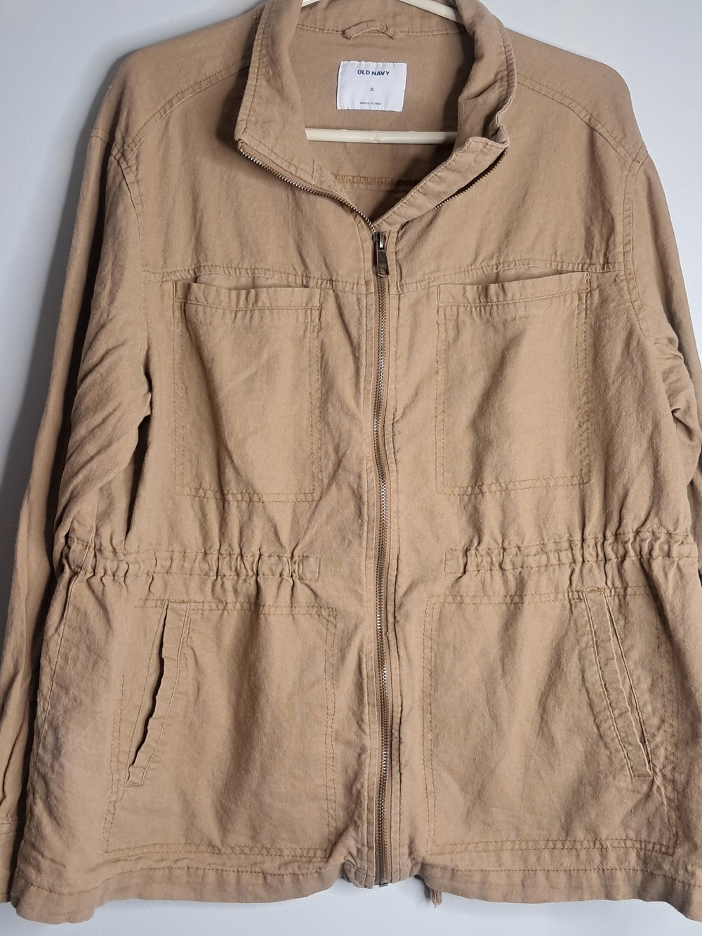 Old Navy Beige Drawstring-Waist Utility Jacket
